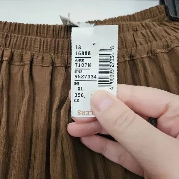 NWT Brown Tiered Pleated Flowy Maxi Skirt Size XL Western Cottagecore Boho - Picture 6 of 6